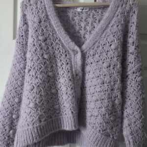 Mango Lilac Textured Cardigan